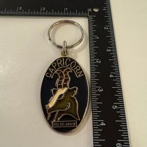 Vintage Capricorn Keychain Zodiac Sign Astrology January‎ Birthday Gift Key Ring